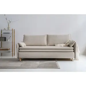 Miuform - Canapé 3 Places Convertible Simon Beige- 207x90x85 cm OS pas cher
