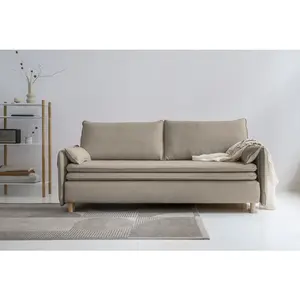 Miuform - Canapé 3 Places Convertible Simon Beige foncé- 207x90x85 cm OS pas cher