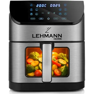 Lehmann Friteuse à air chaud XXL avec panier de 8L et fenêtre de visualisation, friteuse sans huile avec éclairage, 1800W, Airfryer avec jusqu'à 10 programmes pas cher