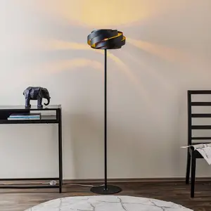 Domiluce Lampe sur pied Vento, noir, métal, E27, Ø 40 cmVendu parluminaire
