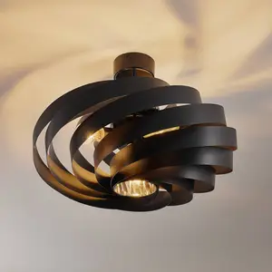 Domiluce Plafonnier Vento, noir, Ø 60 cm, métal, E27 pas cher