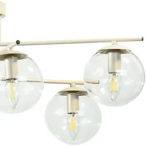 Domiluce Plafonnier Zoe, beige, longueur 72 cm, à 6 lampes, verre, E14Vendu parluminaire
