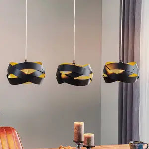 Domiluce Suspension Tornado à 3 lampes, noire pas cher