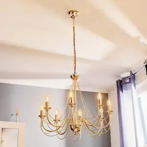 Domiluce Lustre doré Retro, à huit lampes pas cher