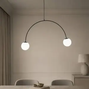 Domiluce Suspension Nova, verre/métal, noir/blanc, à 2 lampesVendu parluminaire