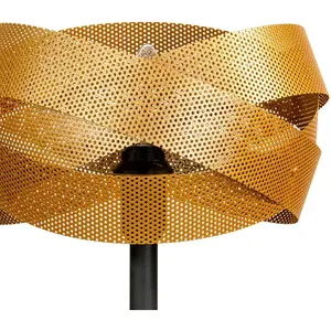 Domiluce Lampe de table Tornado, noir/doré, métal, Ø 26 cm, E14 pas cher