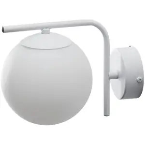Domiluce Applique murale Aurora, blanche, verre, hauteur 17 cm, boule, E14 pas cher
