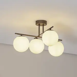 Domiluce Plafonnier Aurora, marron, Ø 50 cm, à 4 lampes, verre, E14Vendu parluminaire