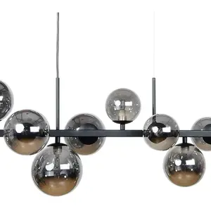 Domiluce Suspension Rumba, noir/gris fumé, verre/métal, à 10 lampes. pas cher