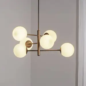 Domiluce Suspension Aurora, marron, Ø 60 cm, à 6 lampes, verre, E14 pas cher
