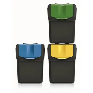 Comparateur de prix : Keden - Lot de 3 poubelles sortibox 100% plastique recyclé, noir, 60L