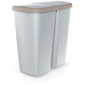 KEDEN Poubelle avec 2 couvercles indépendants 45L Compacta Q duo 48X28X51 cmVendu paramazon