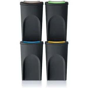 Comparateur de prix : Ensemble de poubelles de recyclage Keden Sortibox 4x35L noir