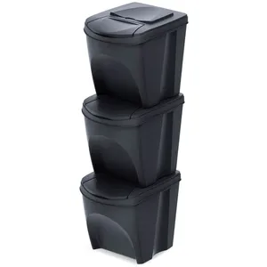 Set de 3 bacs dede Keden sortibox bac de recyclage, anthracite eco, volume 3x25LVendu parkaufland