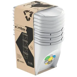 Comparateur de prix : Keden Prosperplast Set 4 x 25 l poubelle de recyclage SORTIBOX - ashen