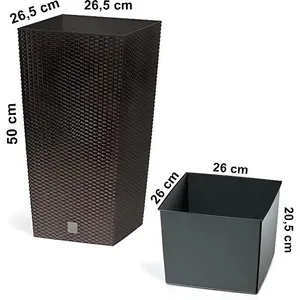 Comparateur de prix : Pot de fleurs avec insert carré Prosperplast Rato DRTS265 440U umbra