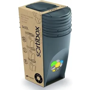 Comparateur de prix : Prosperplast Ensemble de poubelles de tri de déchets 3x35L gris Sortibox