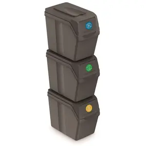 Prosperplast Conteneurs Mixtes Tri sélectif avec 3x20L compartiments gris pas cher