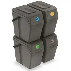 Comparateur de prix : Prosperplast Poubelles De Recyclage Empilables Sortibox 100l 4 Unités