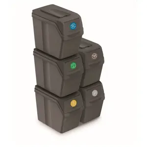 Prosperplast Lot de 5 cubes de recyclage 100 l Sortibox en plastique gris 5 x 20 l pas cher