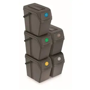 Prosperplast Set de 5 bacs dede keden sortibox pour le recyclage, gris, volume 5x25L pas cher