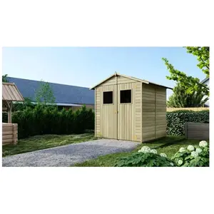 Comparateur de prix : Abri de jardin en bois 3,46 m2 - 1,90x1,82 m - traité - Couleur: vert
