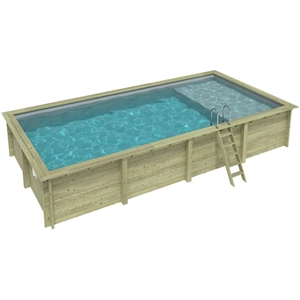 ALTANKA Piscine Aqua 8.5 X 4.35 H.1.45 M Avec Plage, Gris Clair, Fix... pas cher