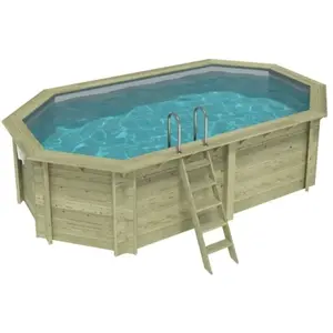 ALTANKA Piscine Nemo 5.79 X 3.49 - H.1.45 M, Gris Clair, Fixations À Visser pas cher