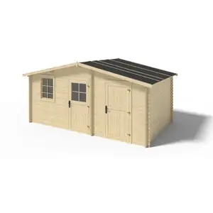 Comparateur de prix : Abri de jardin en bois - 15m2 - 5x3m - Ep. 28mm - Couleur: naturel - A...