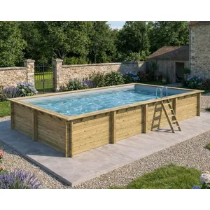 ALTANKA Piscine Aqua 8.5 X 4.35 - H.1.45 M, Gris Clair, Fixations À Sceller pas cher
