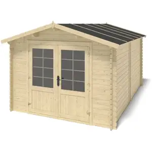 ALTANKA Abri de jardin en bois - 12m2 - 3x4m - Ep. 28mm - Couleur: naturel - A... pas cher
