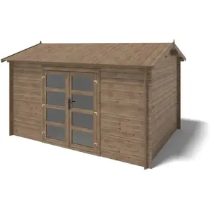 Comparateur de prix : Abri de jardin en bois - 12m2 - 4x3m - traité - ep. 28mm - couleur: ma...