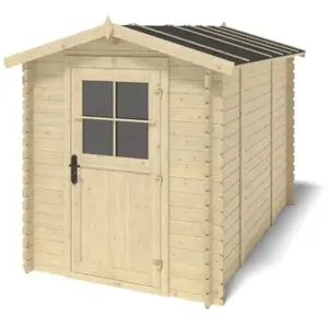 ALTANKA Abri de jardin en bois - 5,70m2 - 1,90x3m - Ep. 28mm - Couleur: nature... pas cher