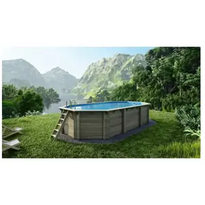 ALTANKA Piscine en bois Nemo 7,3x3,97 - H.1,45 m cadre en métal, sans dalle bé... pas cher