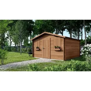 ALTANKA Abri jardin bois traité autoclave - 17.87 m² - 4.21 x 4.28 x 2.51 m - ... pas cher