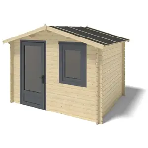 ALTANKA Abri de jardin en bois - 7.5m2 - 3x2.5m - Ep. 28mm - Couleur: naturel ... pas cher