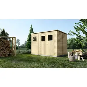 ALTANKA Abri de jardin en bois 4,86 m2 - 2,70x1,80 m - couleur: naturel DOM421 pas cher