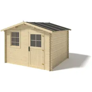 ALTANKA Abri de jardin en bois - 6m2 - 3x2m - Ep. 28mm - Couleur: naturel pas cher