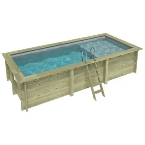 ALTANKA Piscine Aqua 6.1 X 2.85   H.1.31 M Avec Plage, Gris Clair, Cad...