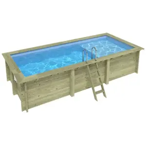 ALTANKA Piscine Aqua 6.1 X 2.85 H.1.31 M Avec Plage, Bleu Pâle, Fixa... pas cher