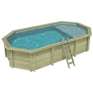 ALTANKA Piscine Nemo 7.3 X 3.97 H.1.45 M Avec Plage, Gris Clair, Fix... pas cher