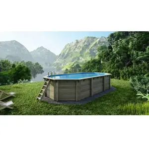 ALTANKA Piscine en bois - 6,53x4,41 x H.1,31m - avec filtration - BAS734OSPI pas cher