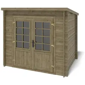 ALTANKA Abri de jardin en bois - 5m2 - 2,50x2m - Traité - Ep. 28mm - Couleur: ... pas cher