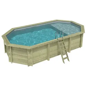 ALTANKA Piscine Nemo 7.3 X 3.97 H.1.45 M Avec Plage, Gris Clair, Cad... pas cher