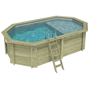 ALTANKA Piscine Nemo 5.79 X 3.49 H.1.45 M Avec Plage, Gris Clair, Ca... pas cher