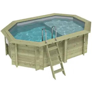 ALTANKA Piscine Nemo 4.3 X 3   H.1.18 M Avec Plage, Gris Clair, Cadre ... pas cher