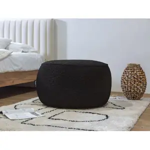 Accueil Séjour Fauteuil & pouf Bobochic Pouf rond merinos Noir pas cher