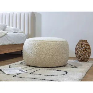 Fauteuil & pouf Bobochic Pouf rond merinos BlancVendu parbobochic-paris