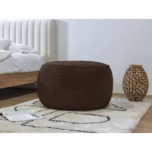 Fauteuil & pouf Bobochic Pouf rond merinos Marron pas cher