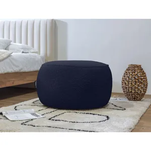 Bobochic - Accueil Séjour Fauteuil & pouf Pouf rond merinos Bleu foncé pas cher